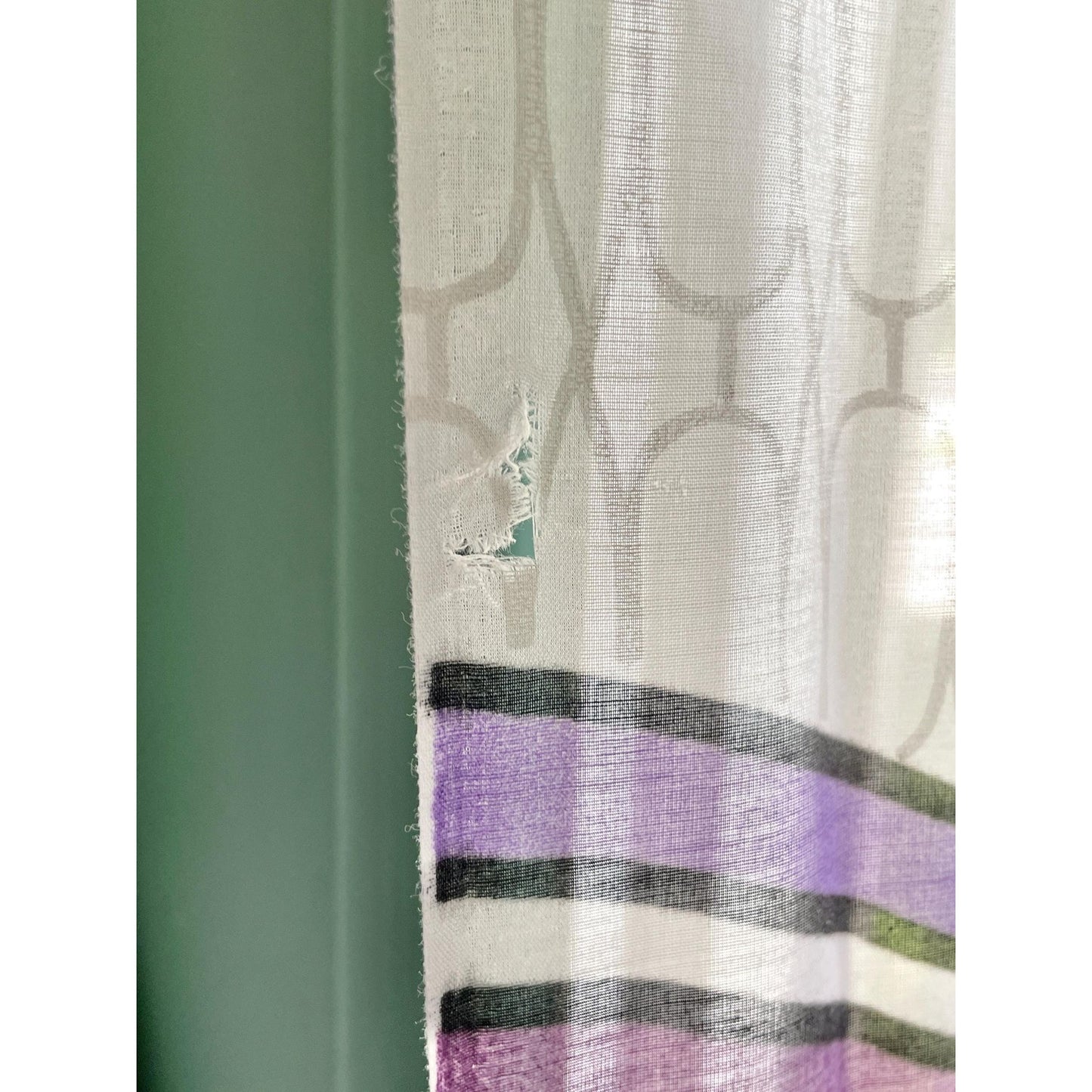Vintage 70s oversized curtain, purple, lavender, white groovy pattern