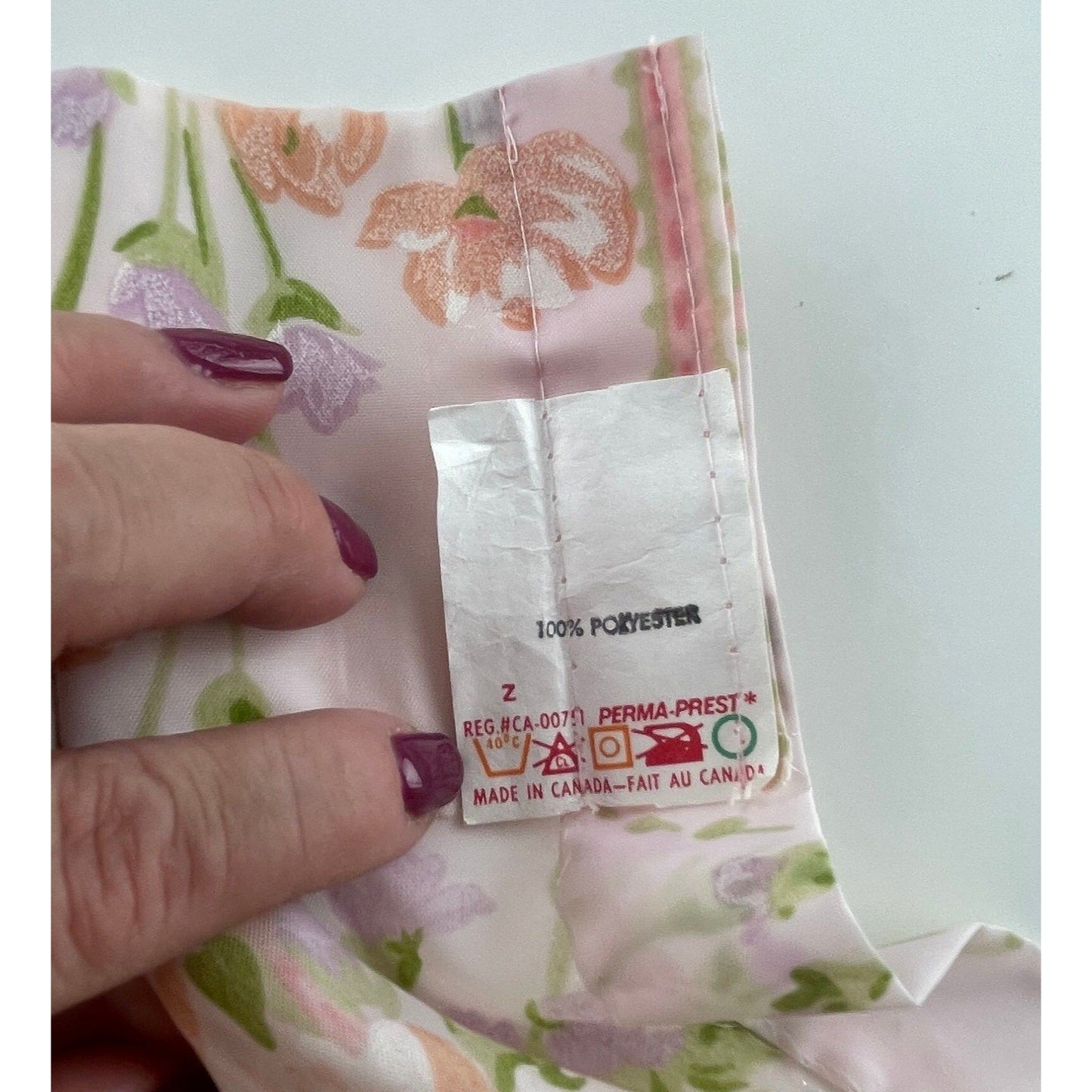 Vintage 80s pleated curtain, pink floral sheer panel