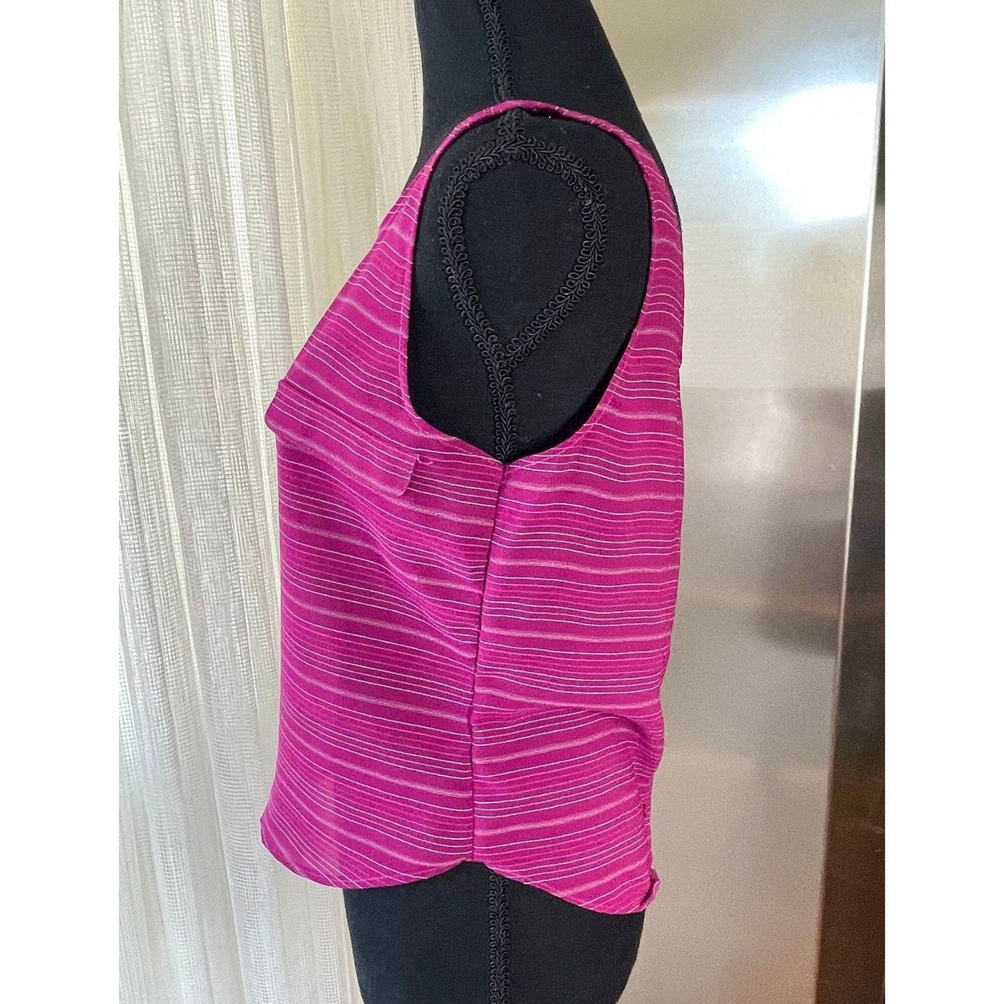 Vintage 80s twinset, pink striped long sleeves blouse with camisole