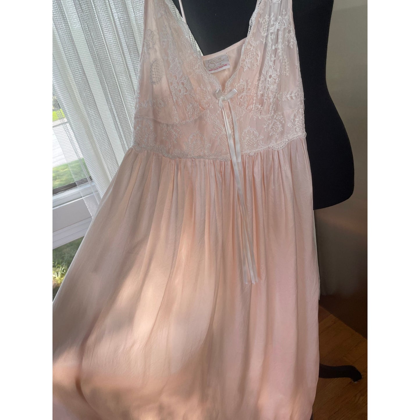 Vintage 60s night dress, pink slip-on pure silk, Saxon Lingerie