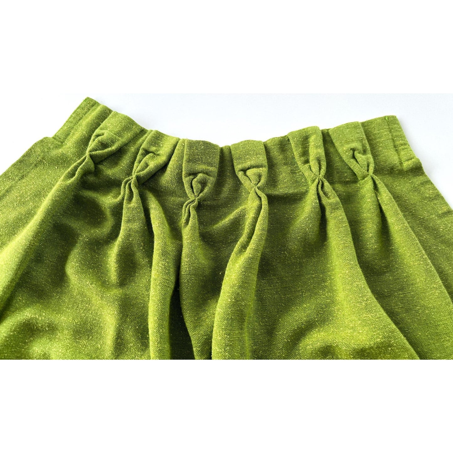Vintage 1960s pleated curtains, avocado green, pair of panels