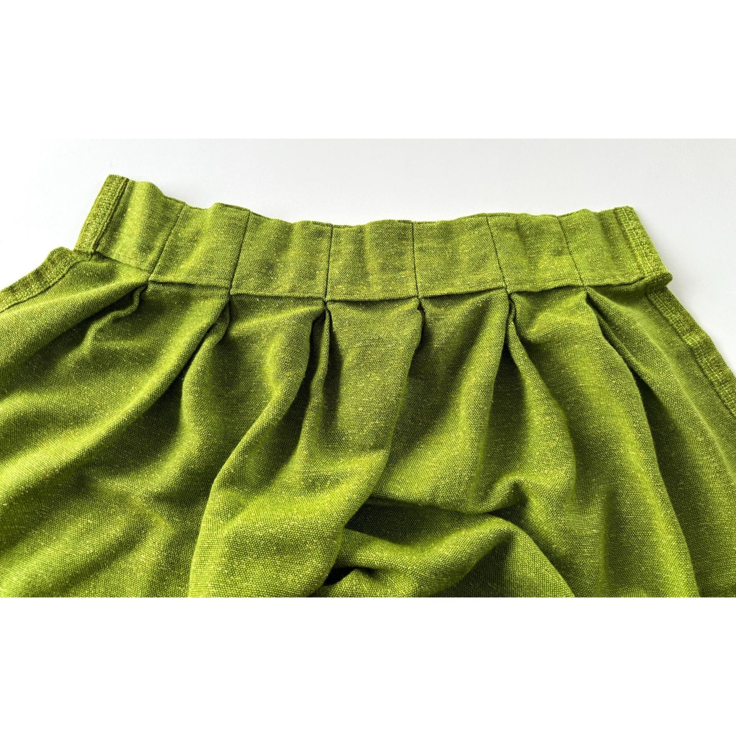 Vintage 1960s pleated curtains, avocado green, pair of panels