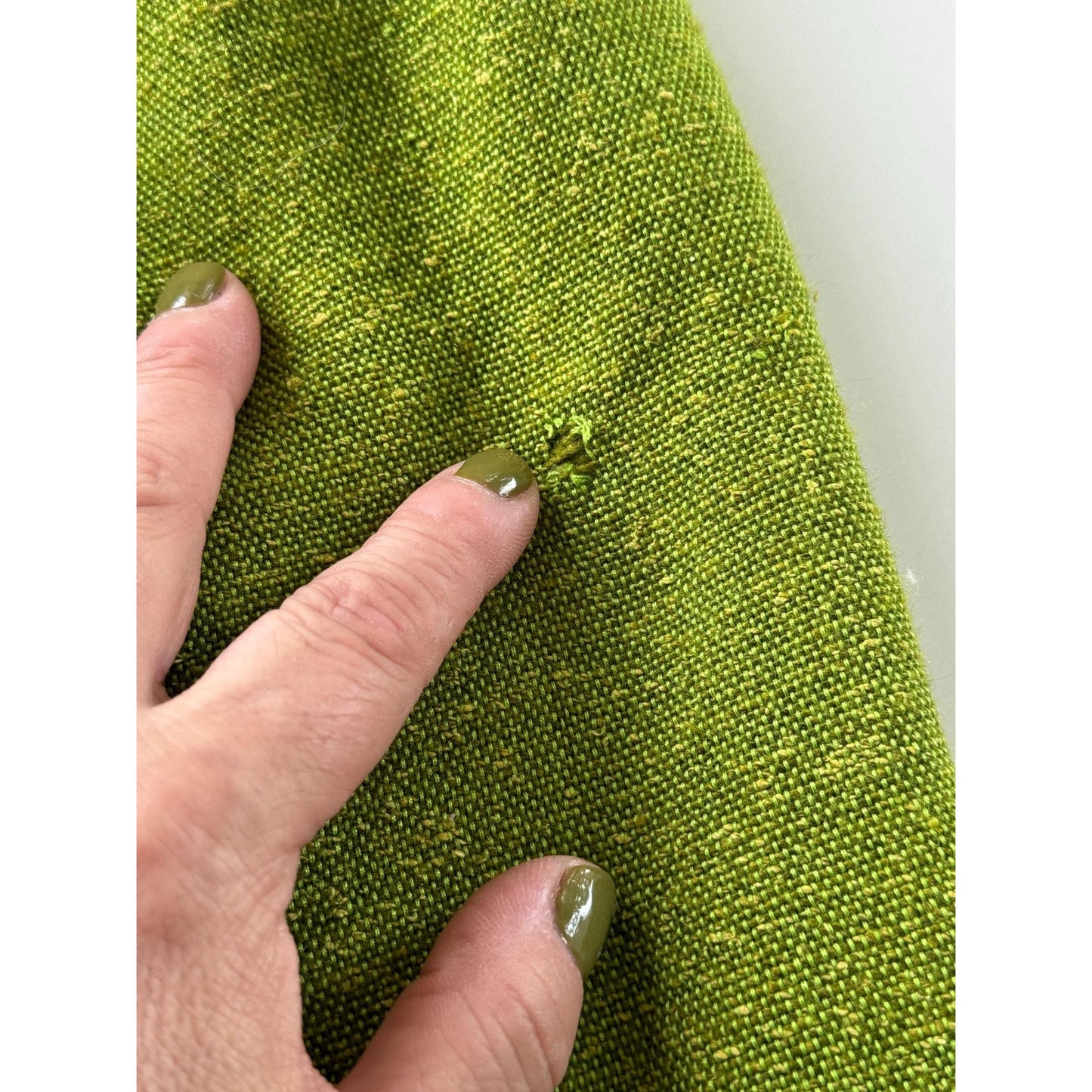 Vintage 1960s pleated curtains, avocado green, pair of panels