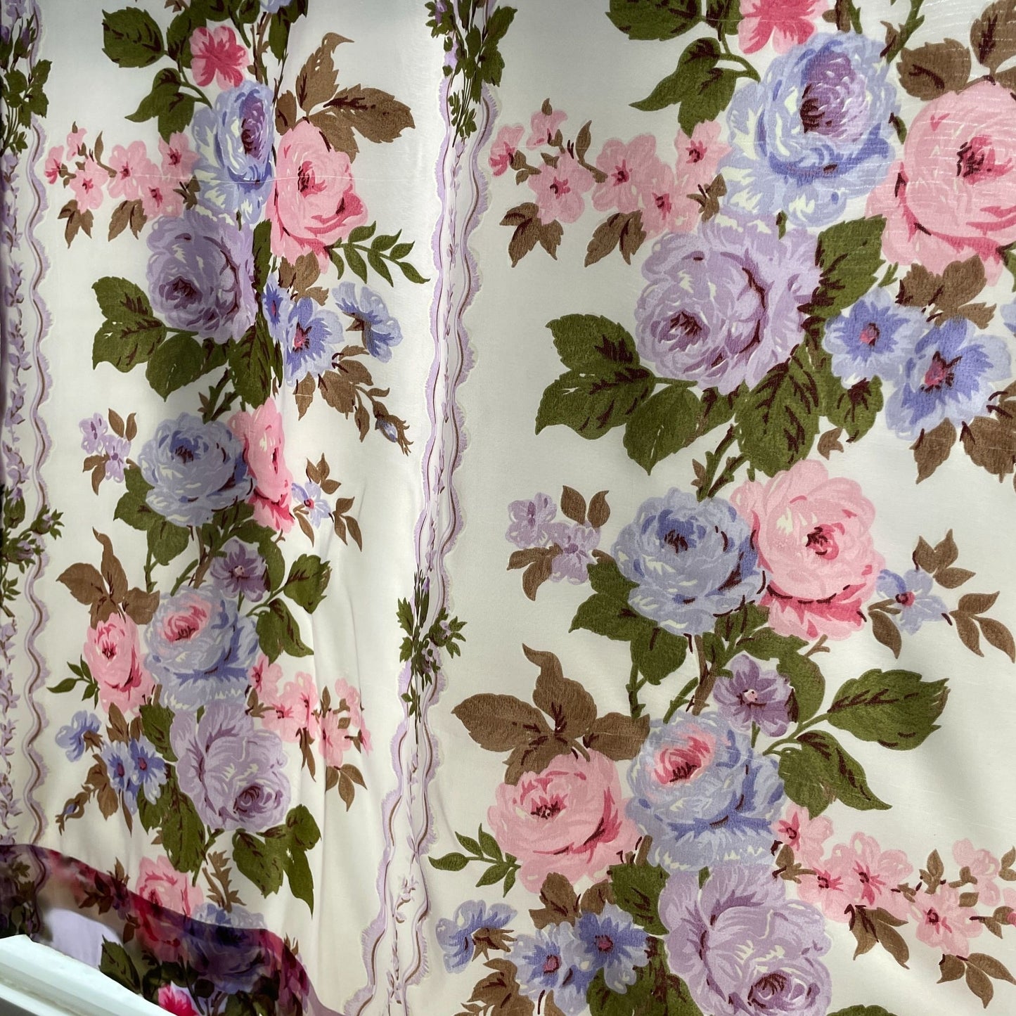 Vintage 60s purple floral curtain panel