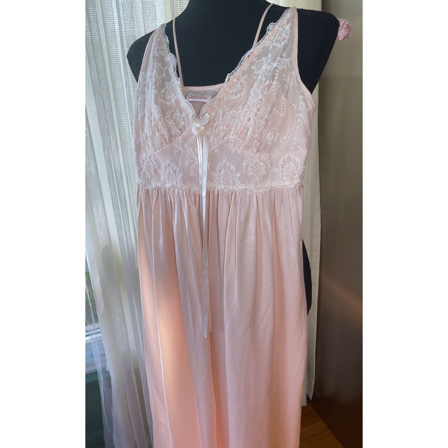 Vintage 60s night dress, pink slip-on pure silk, Saxon Lingerie