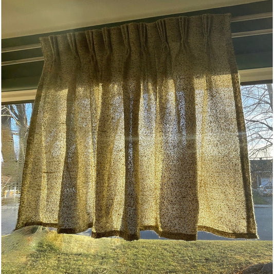 Vintage 70s avocado green, thick woven curtain