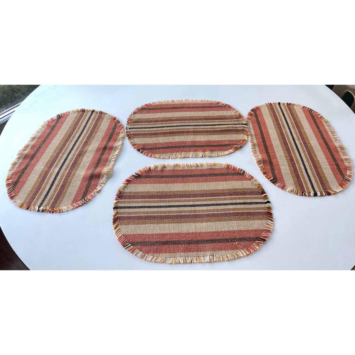 Vintage 80s woven placemats, brown, set of 4
