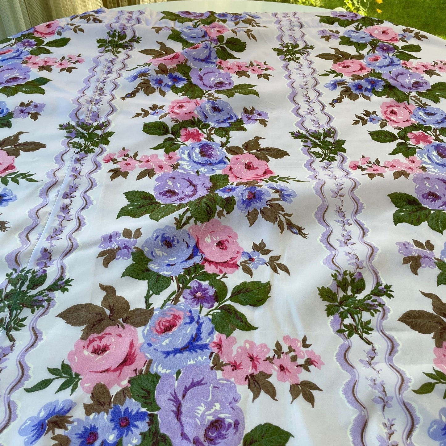 Vintage 60s purple floral curtain panel