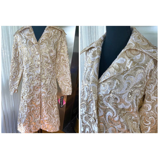 Vintage 70s jacket, gold lame,new with original tags, Polly Magoo