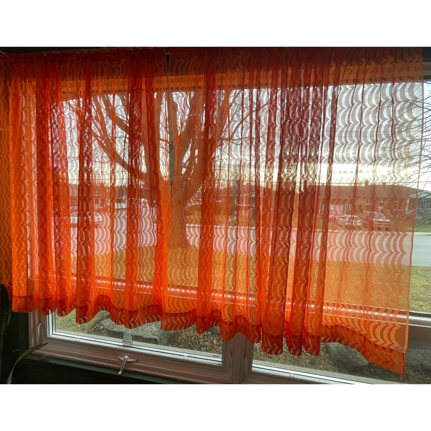 Vintage 70s orange woven mesh panel