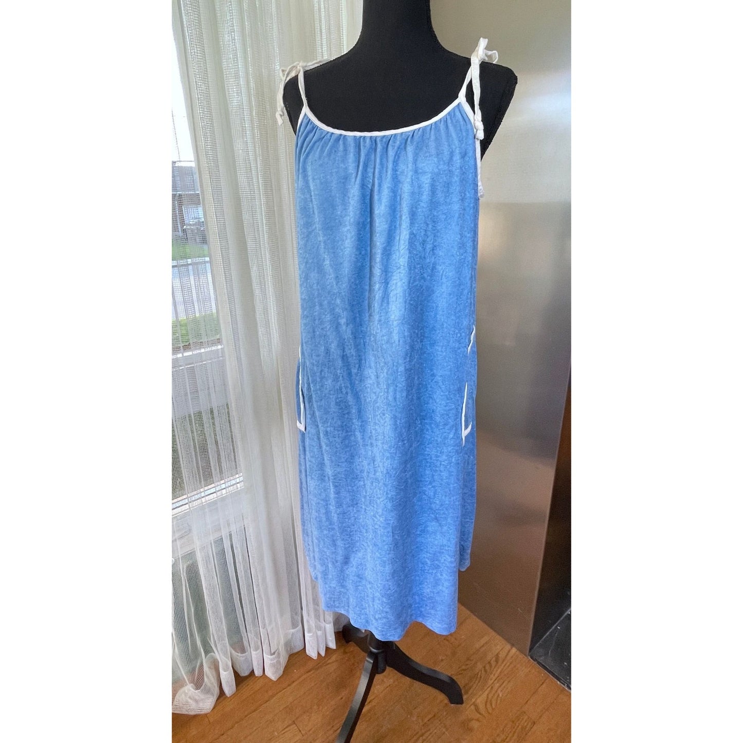Vintage 80s robe, blue terrycloth, Sears