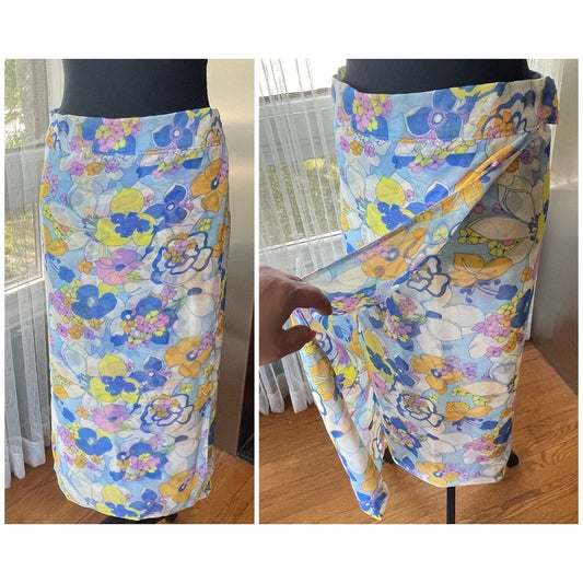 Vintage 70s flower power wrap skirt, beach coverup
