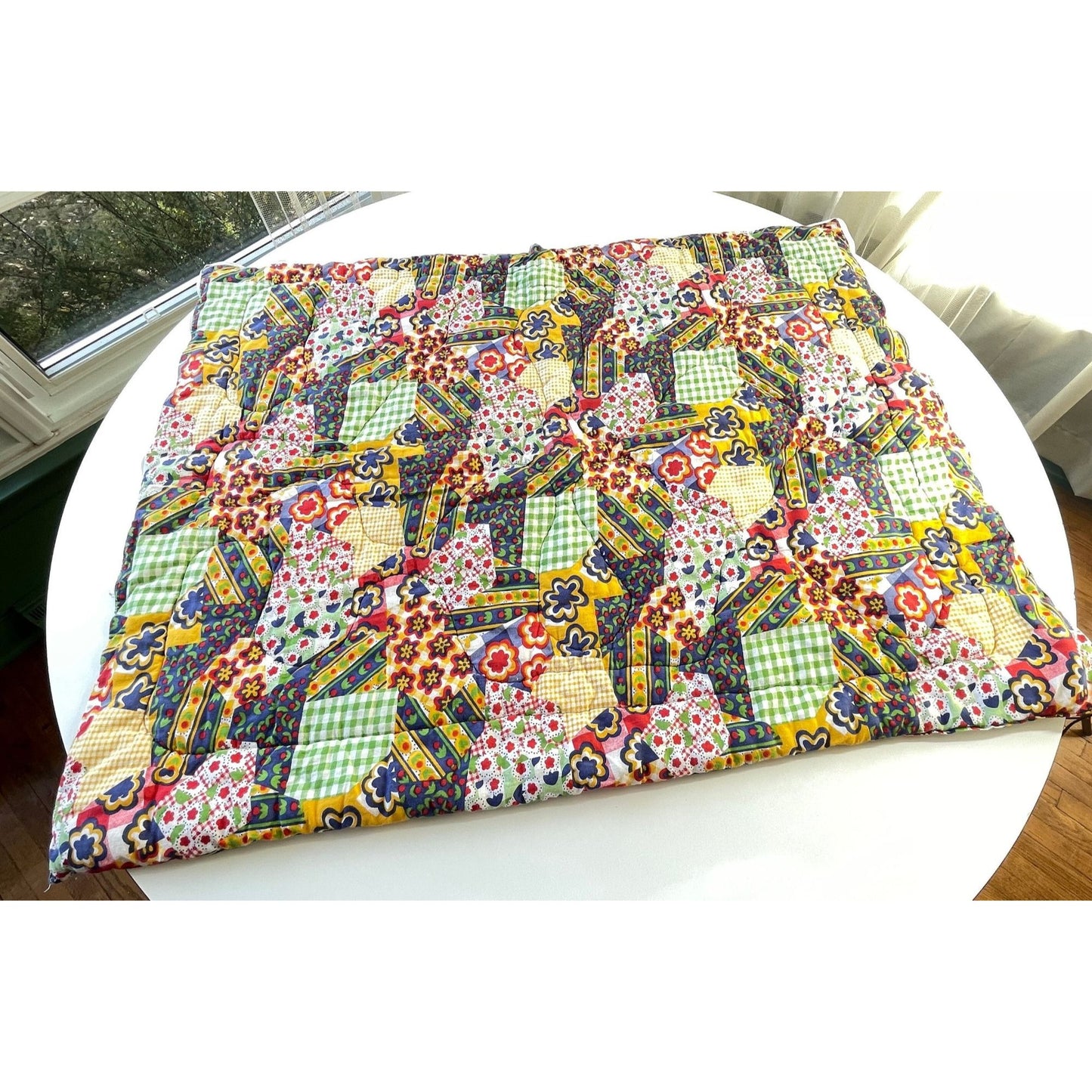 Vintage 70s faux patchwork baby blanket