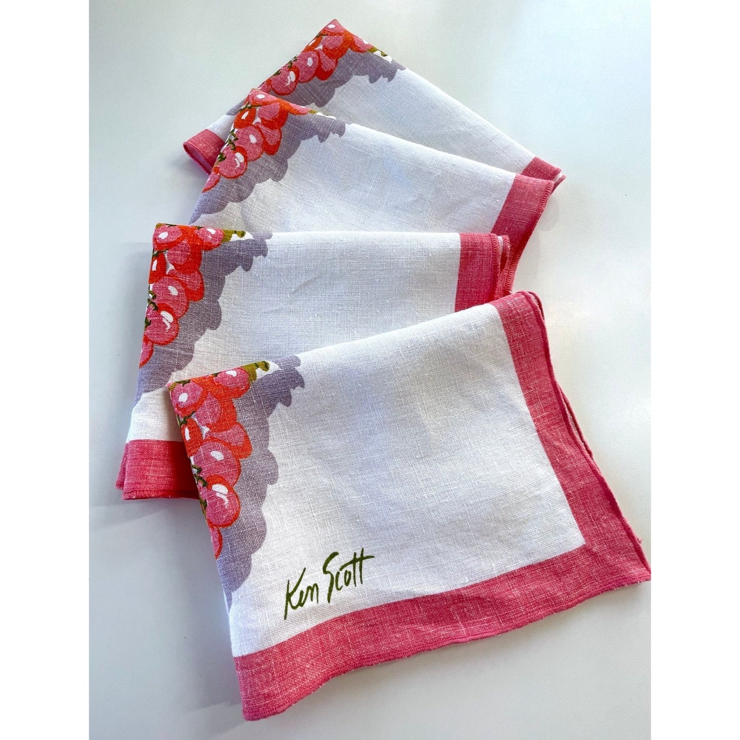 Vintage linen napkins, set of 4, designed by Ken Scott