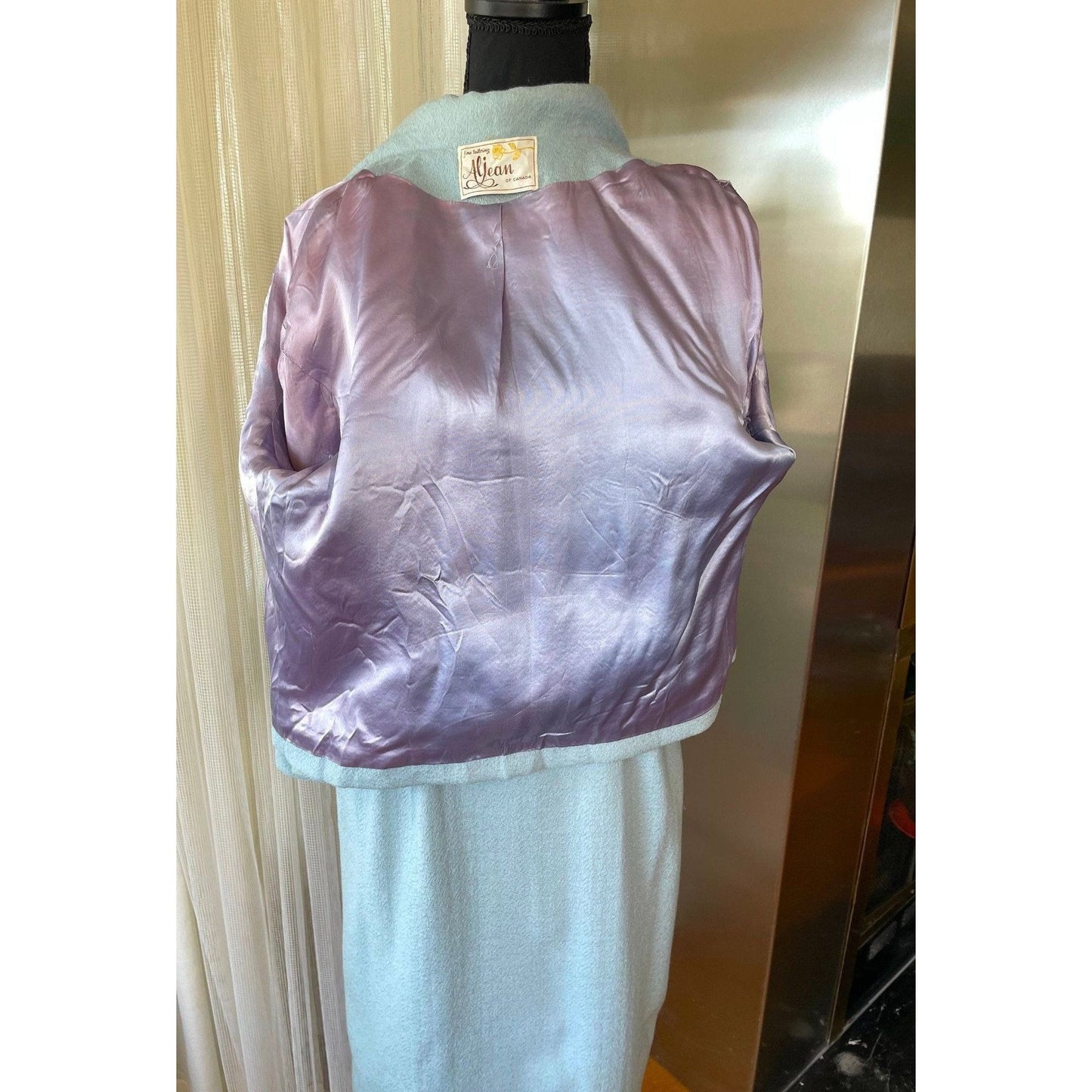 Vintage two pieces set, light blue jacket & straight skirt, AlJean