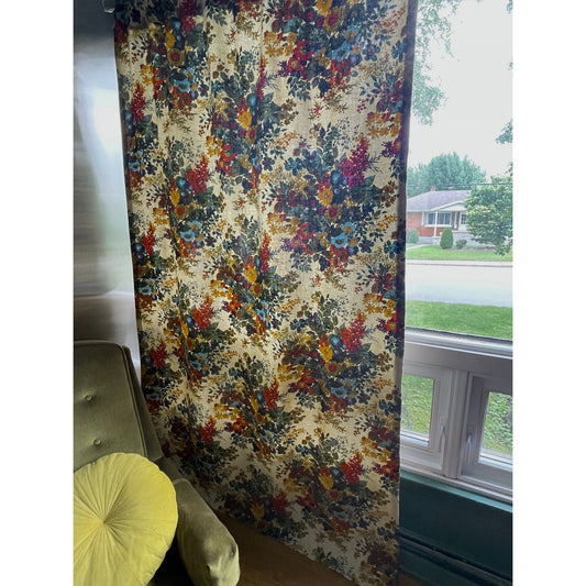 Vintage 60s floral curtain, single panel
