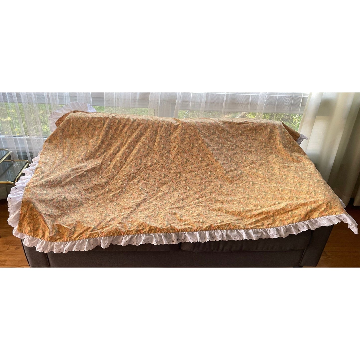 Vintage 80s hand stitched throw blanket