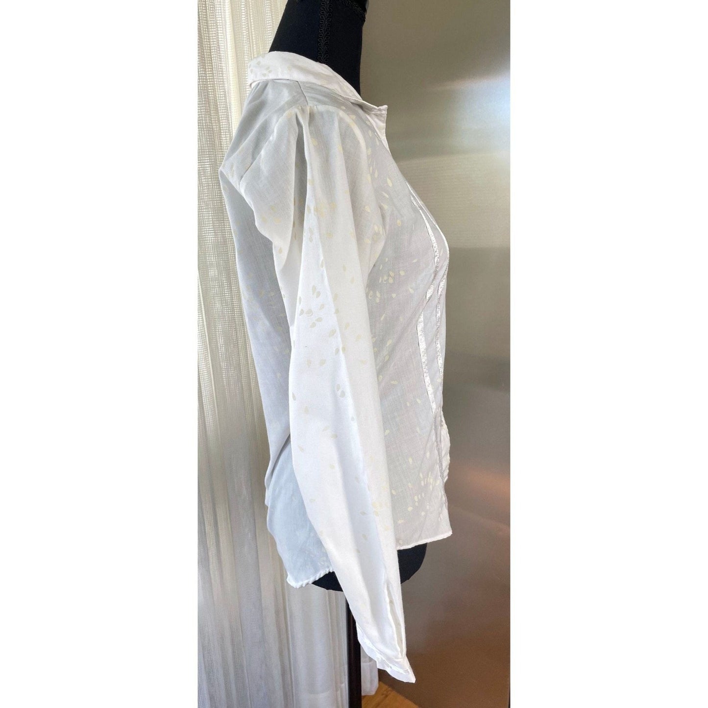 Vintage 1960s semi sheer blouse, white tone on tone
