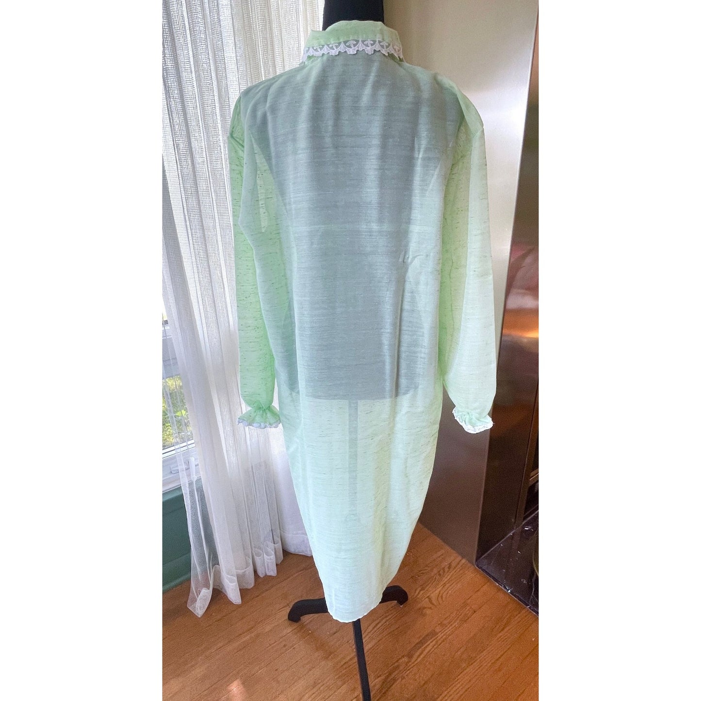 Vintage 1950s peignoir, mint green, Confezioni Maliarda Italy