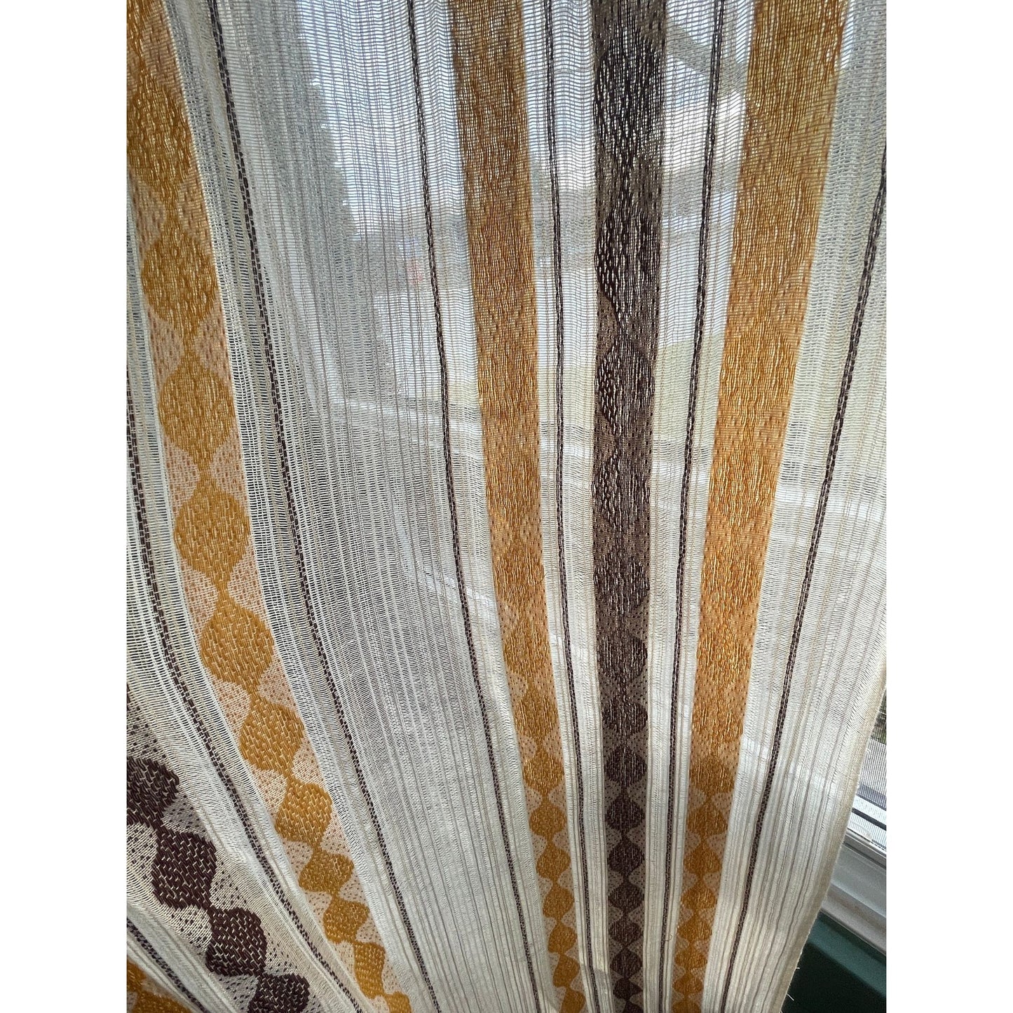 Vintage 70s net woven brown pleated curtain