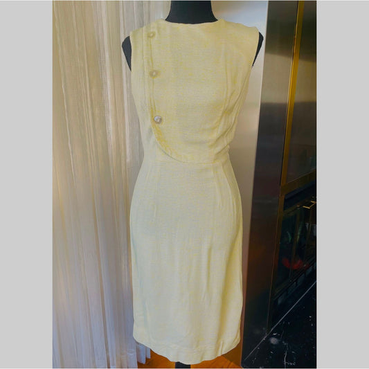 Vintage dress, 1940s buttery yellow, AlJean made in Canada