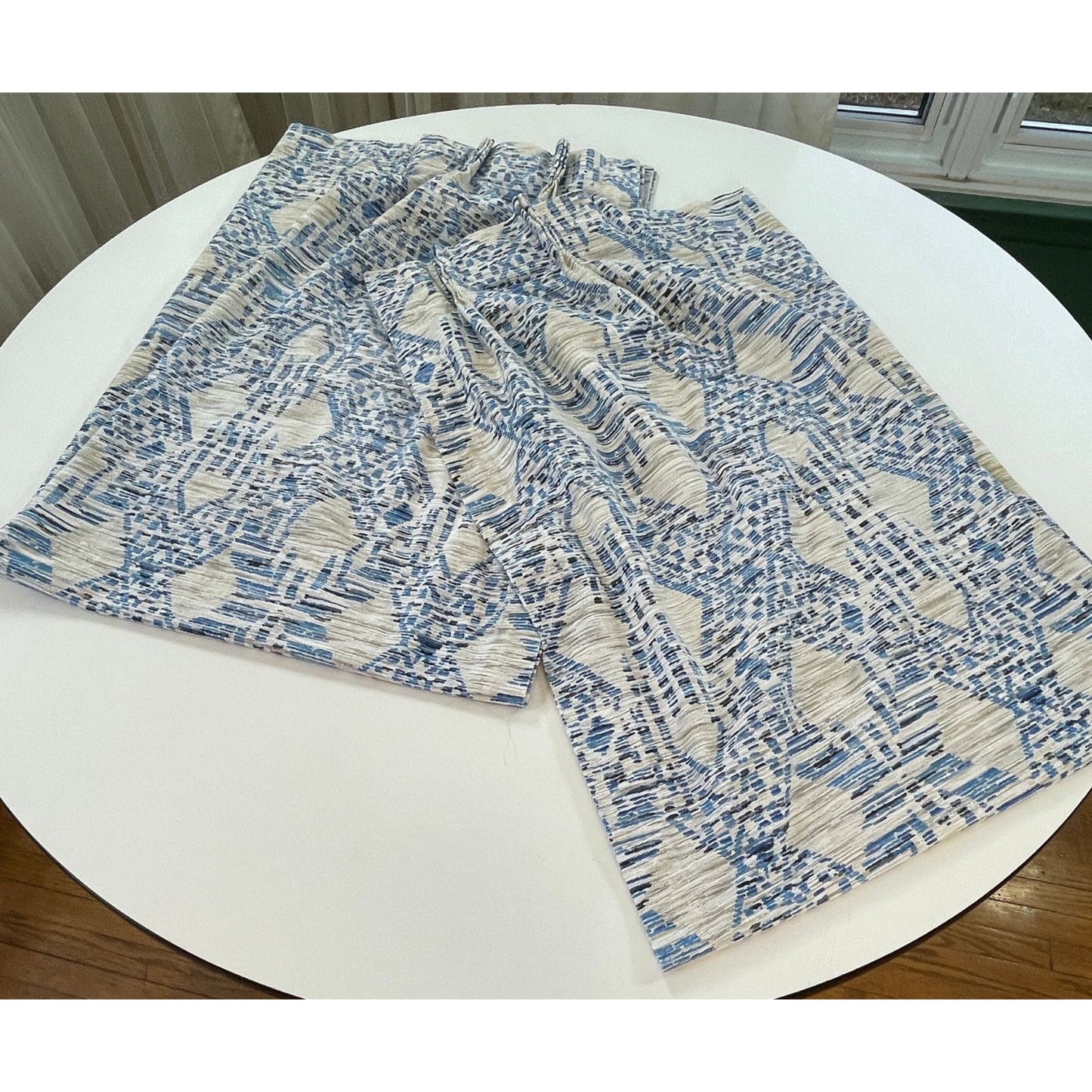 Vintage 70s blue pleated curtains