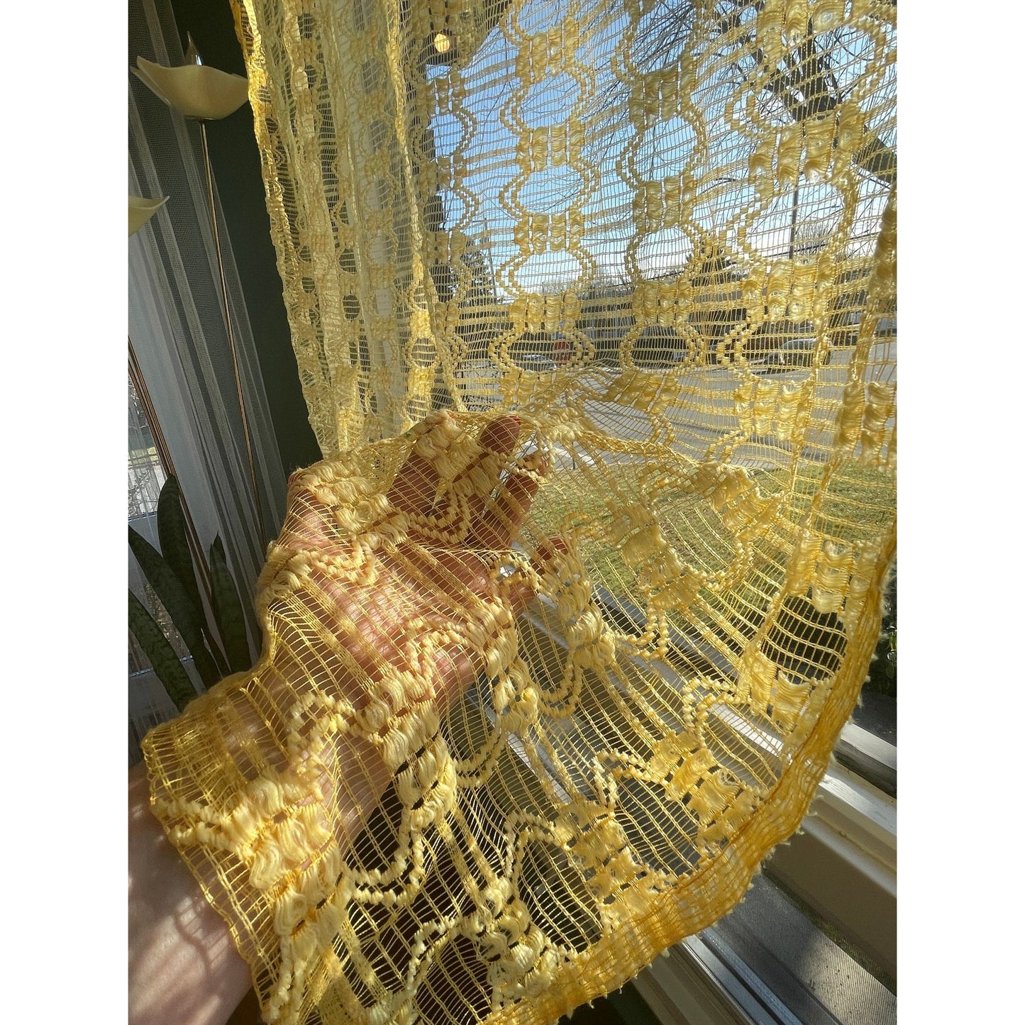 Vintage 70s yellow short mesh panel