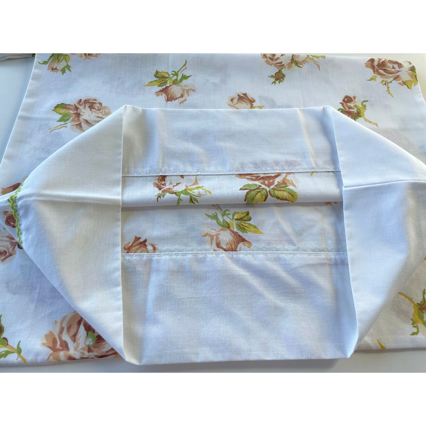 Vintage 70s pillowcases set, yellow orange floral, TruPrest