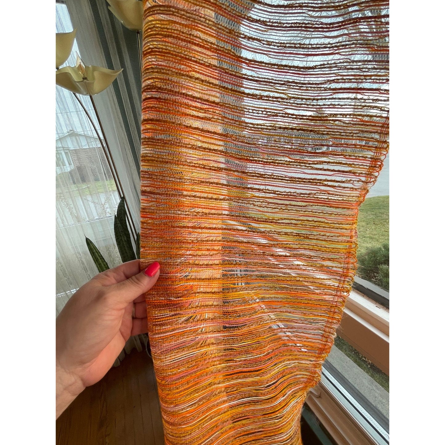 Vintage 70s orange woven mesh panel