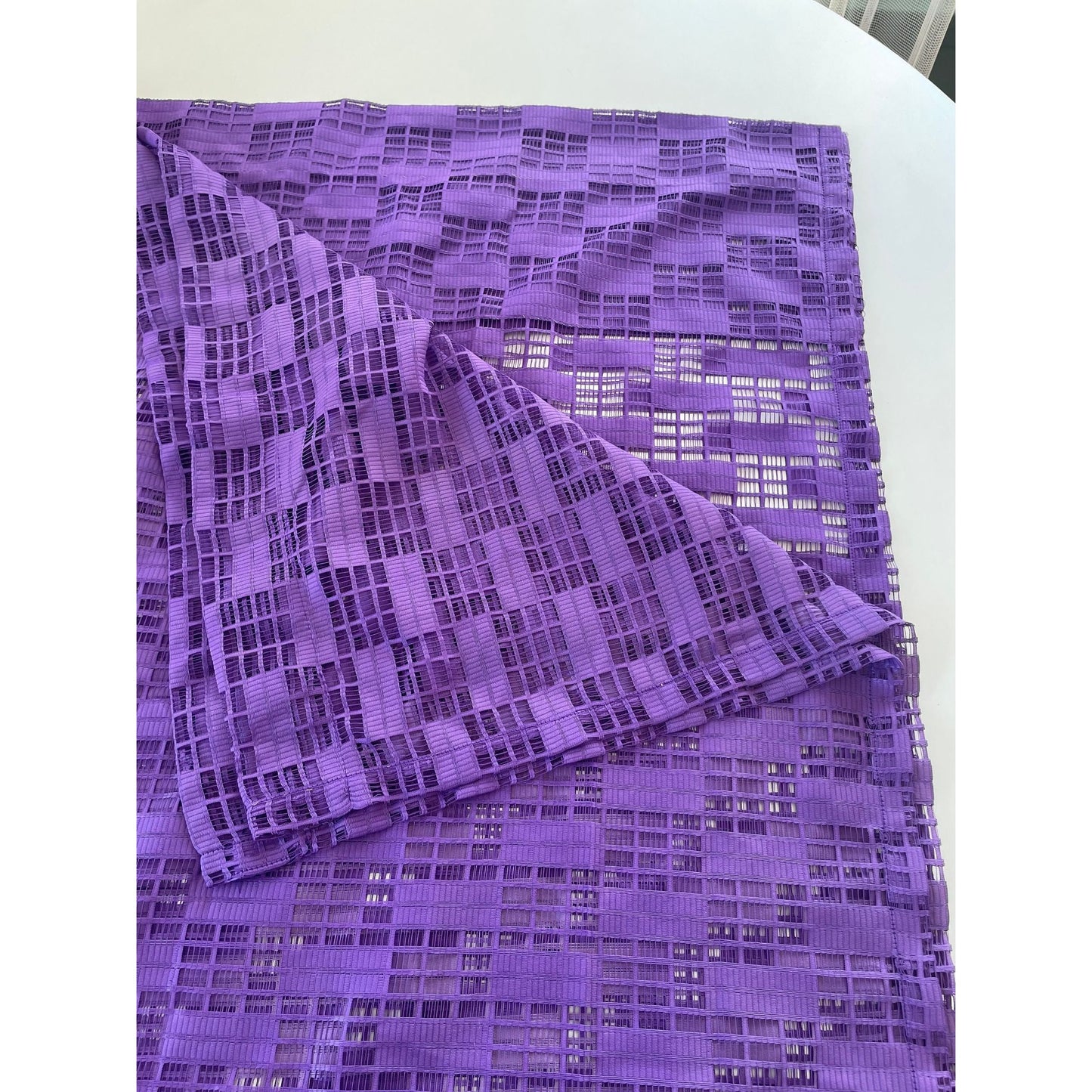 Vintage 80s curtain, purple wide mesh panel