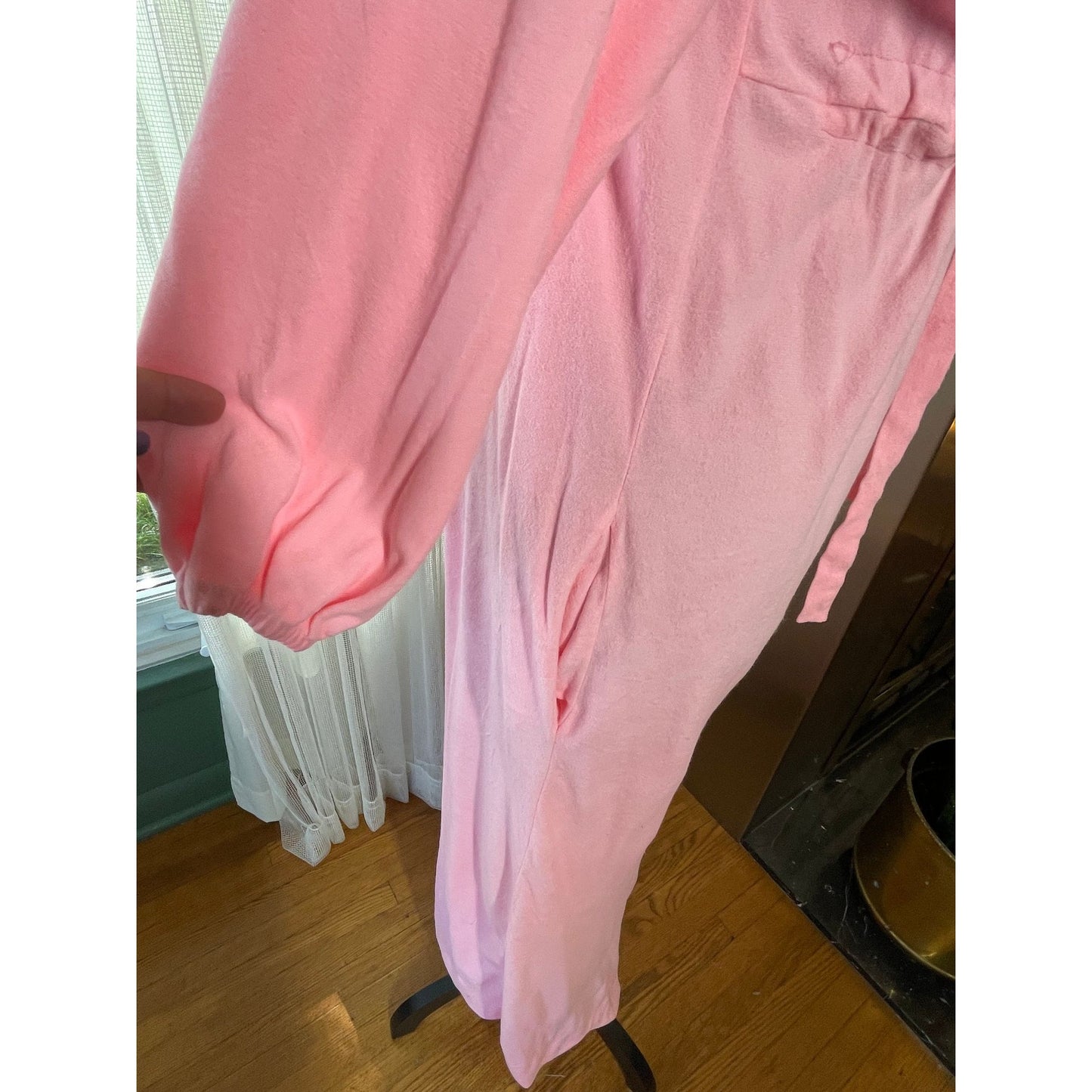 Vintage 80s robe, pink flannel, Hamilton Lingerie