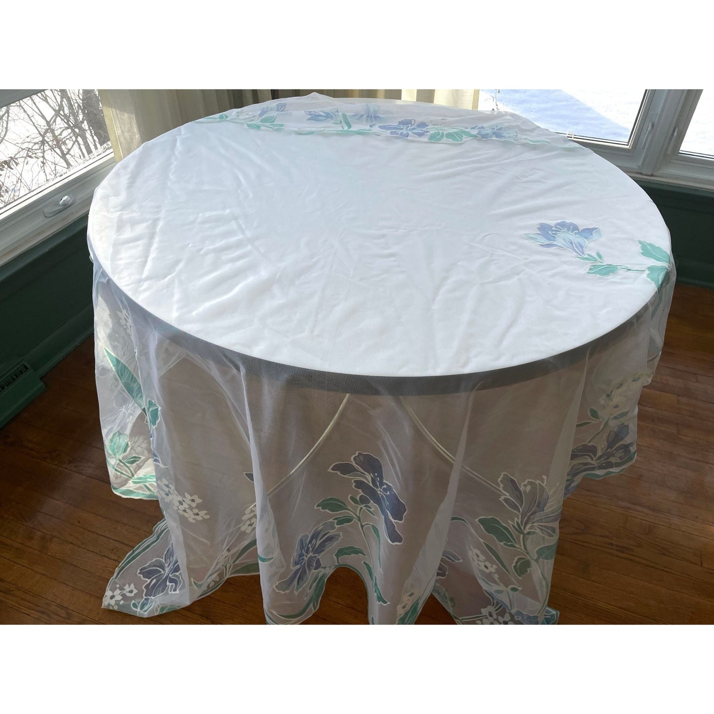 Vintage 80s shower curtain, mint green