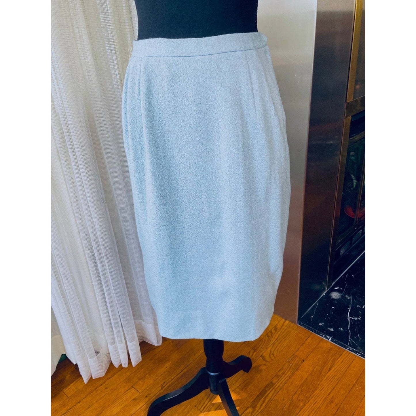 Vintage two pieces set, light blue jacket & straight skirt, AlJean