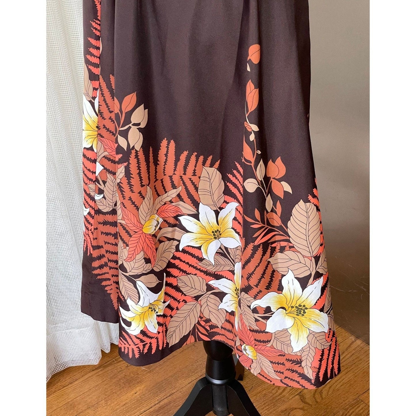 Vintage 80s dress, chocolate brown, sleeveless, bra inserts, Sand Pebble of Hawaii