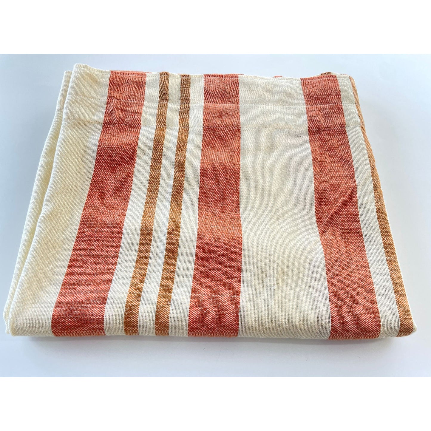 Vintage 70s thick woven curtain, orange stripes