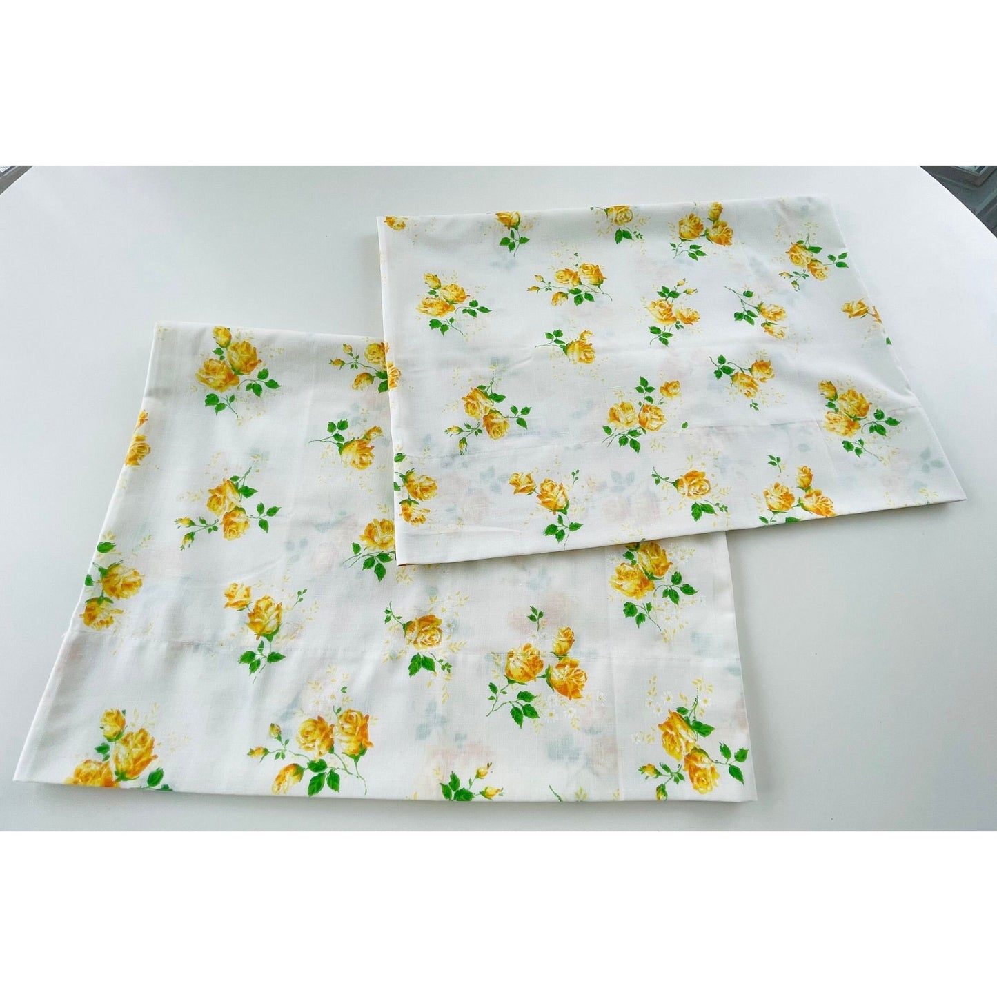 Vintage 70s pillowcases set,  yellow and orange flowers, Dan River