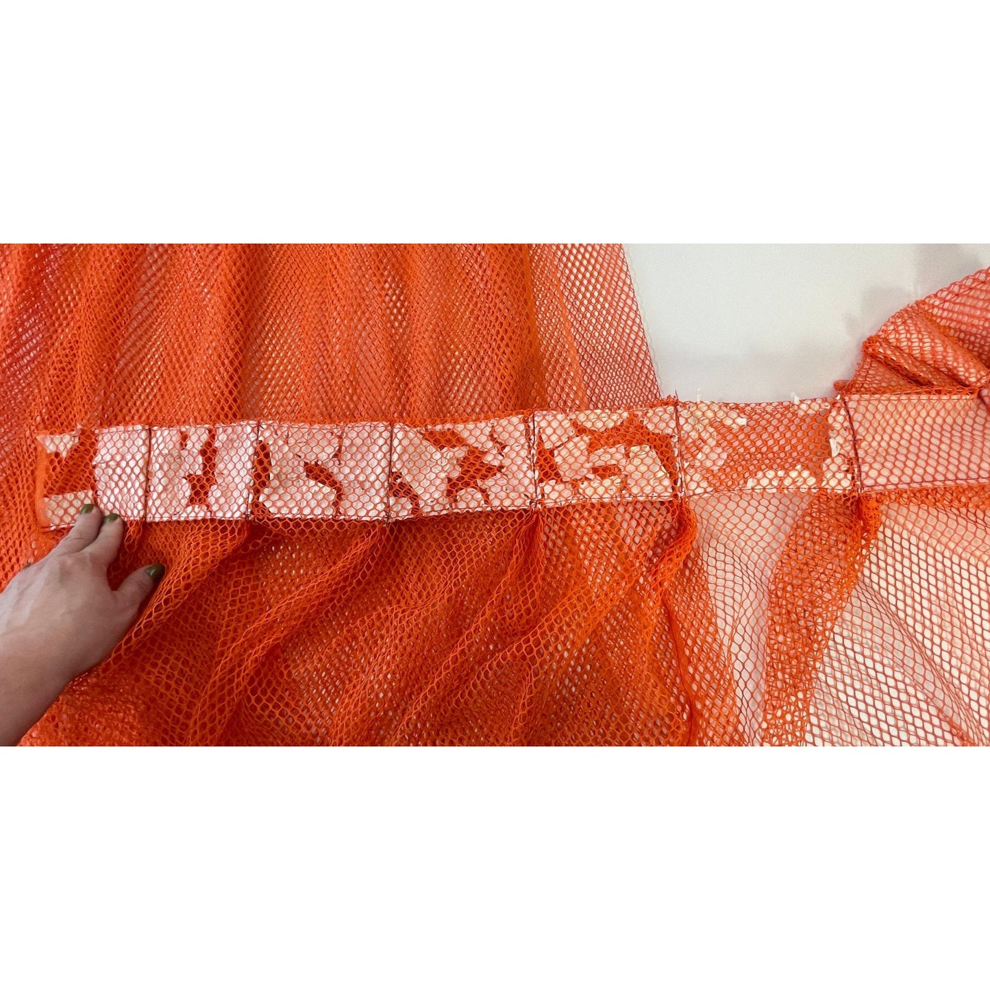 Vintage 70s orange mesh curtain