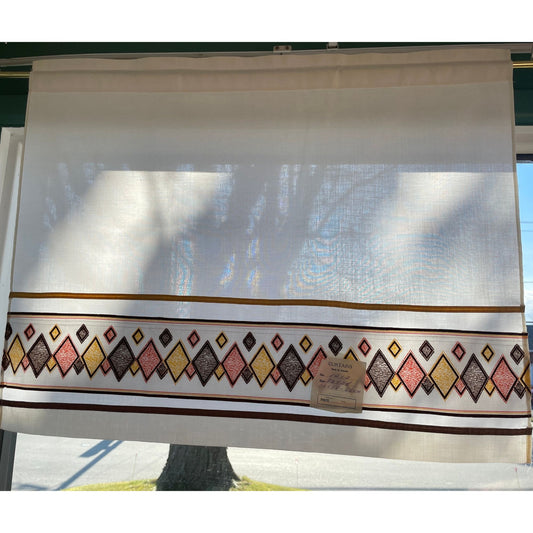 Vintage 60s short curtain, flocked fabric