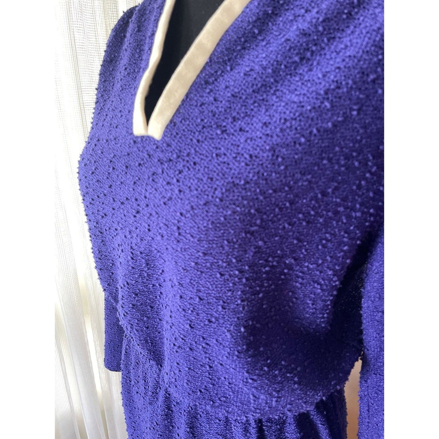Vintage 60s dress, purple long sleeves bouclé