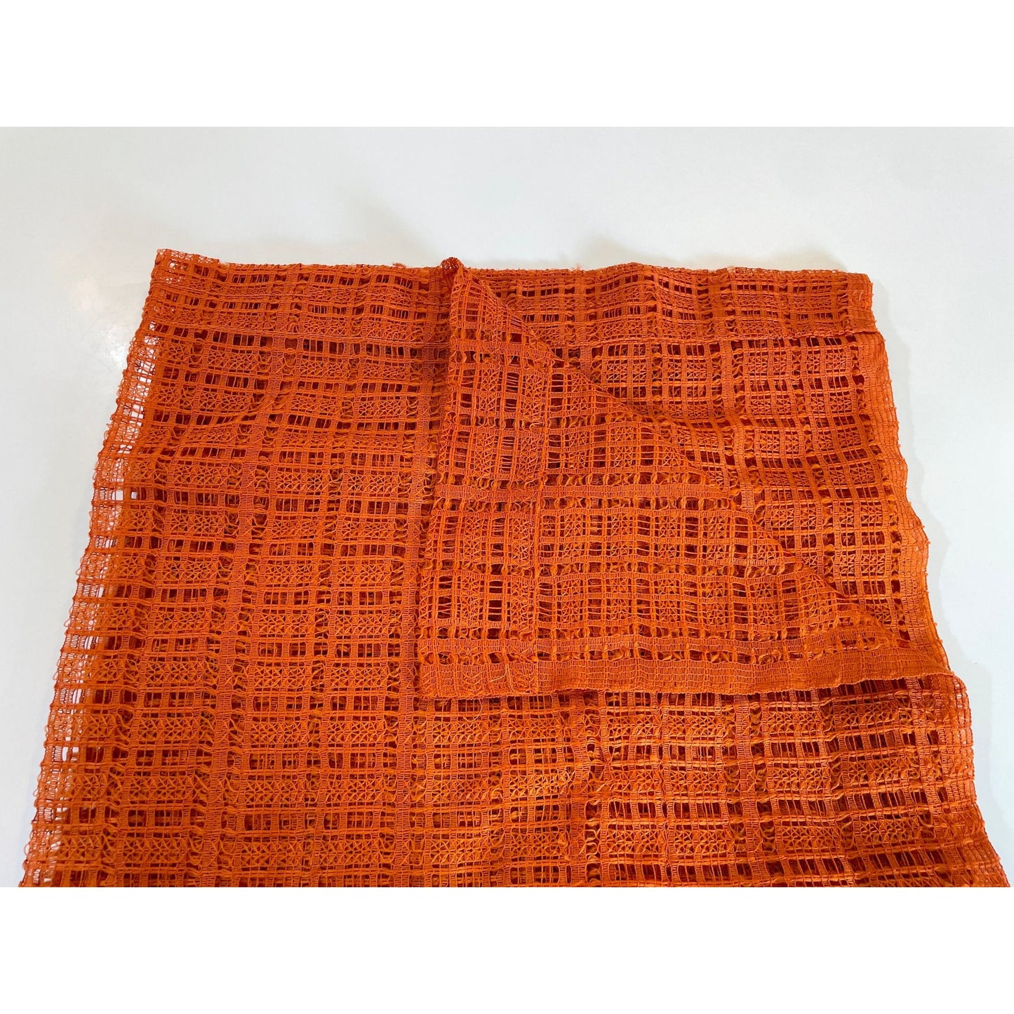 Vintage 70s orange woven curtain panel