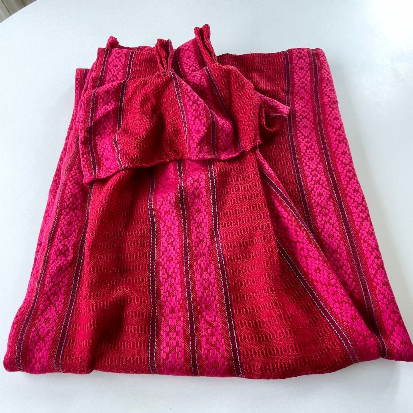 Vintage 70s pleated curtain, red, hot pink