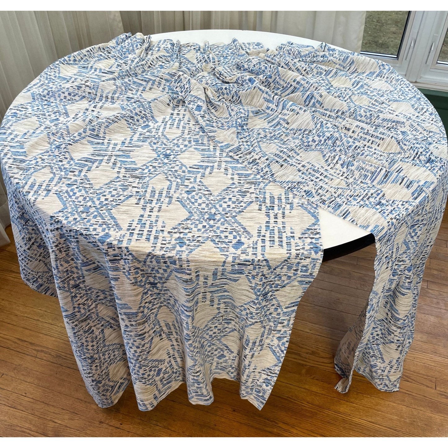 Vintage 70s blue pleated curtains