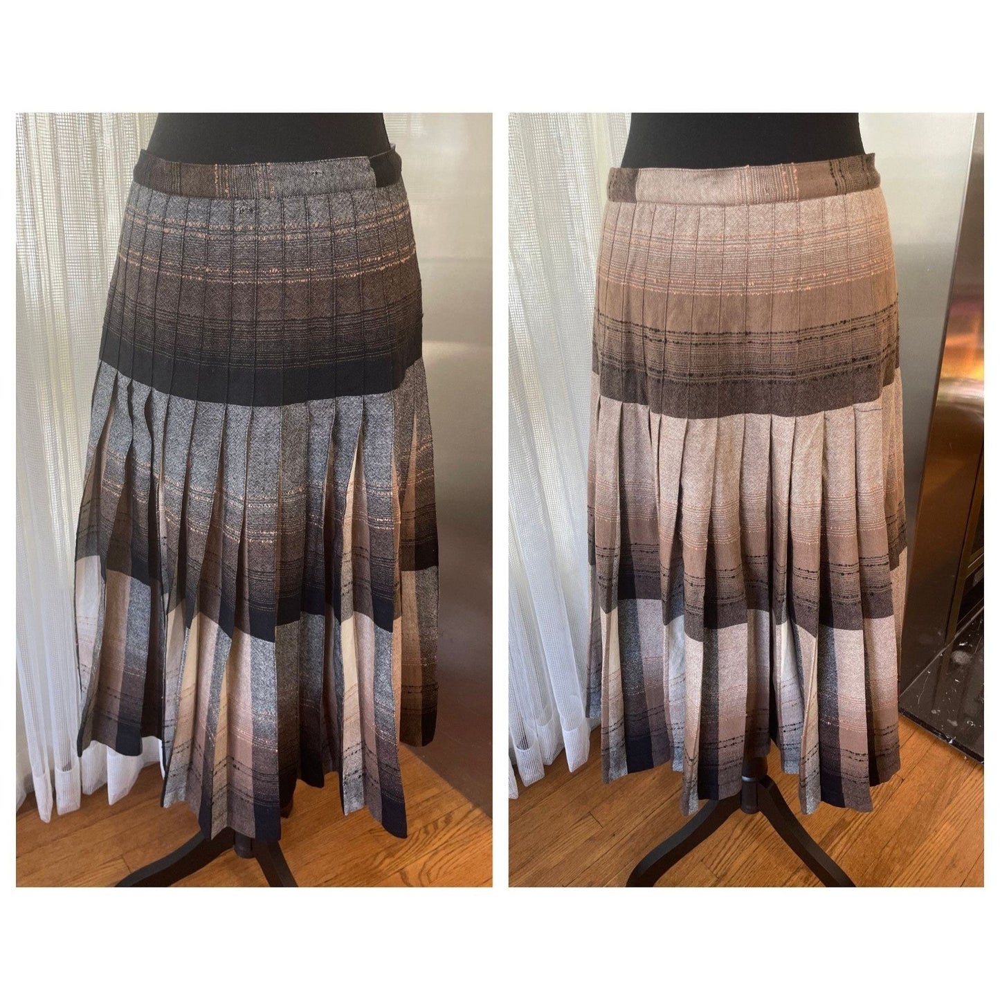 Vintage 80s wool pleated plaid skirt, Highland Queen made in Canada, reversible