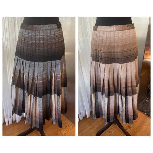 Vintage 80s wool pleated plaid skirt, Highland Queen made in Canada, reversible