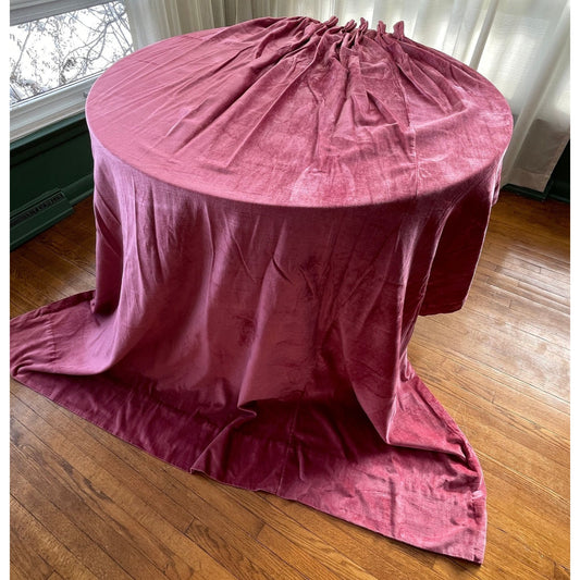 Vintage 70s pleated curtain, blush pink corduroy panel