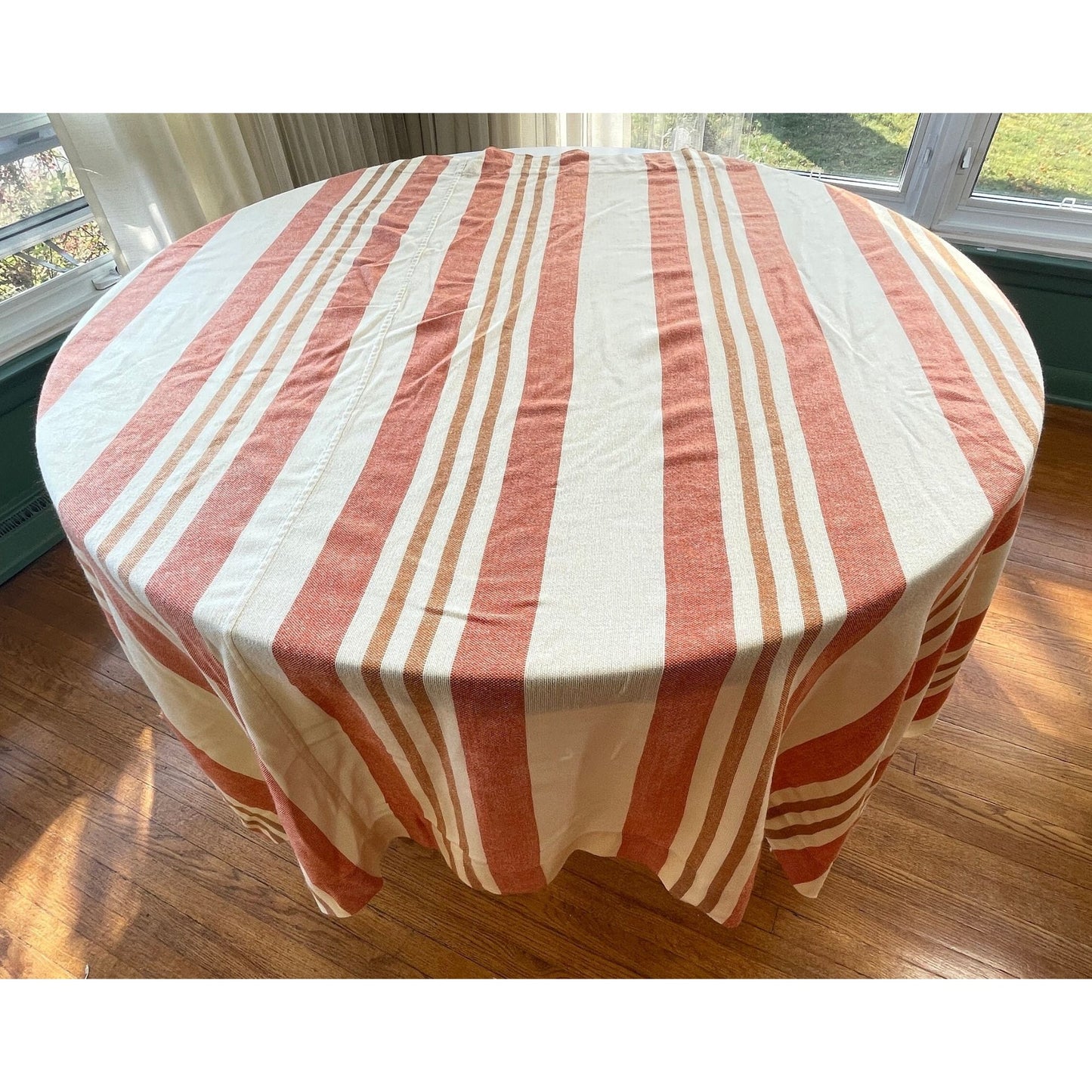 Vintage 70s thick woven curtain, orange stripes