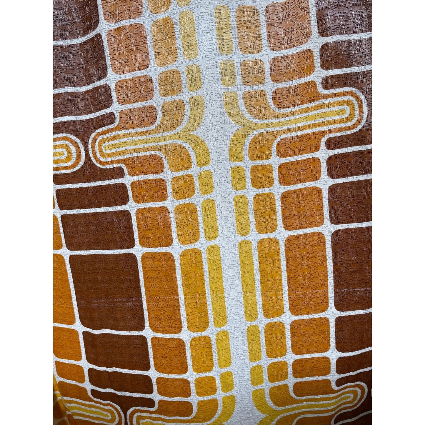 Vintage 60s orange brown geometric curtain, fiberglass panel