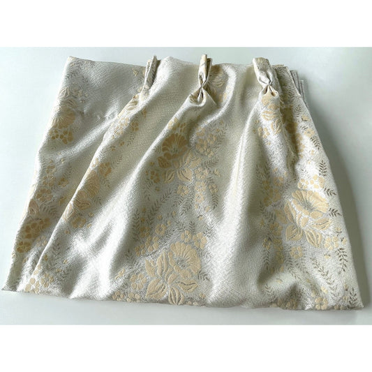 Vintage 60s pleated curtain, flocked flower drape, single panel,