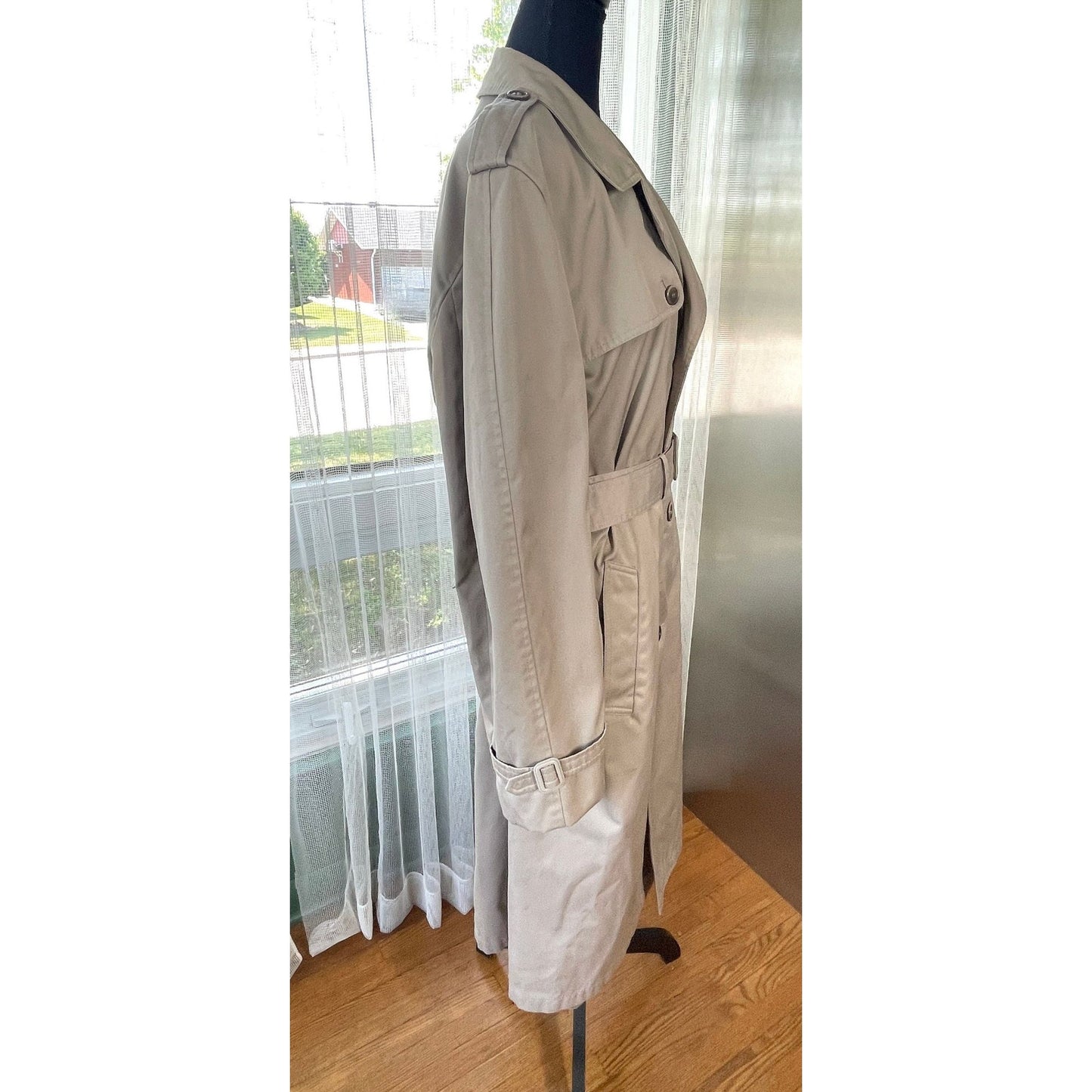 Vintage 80s tan trench coat, gender neutral, Pierre Cardin