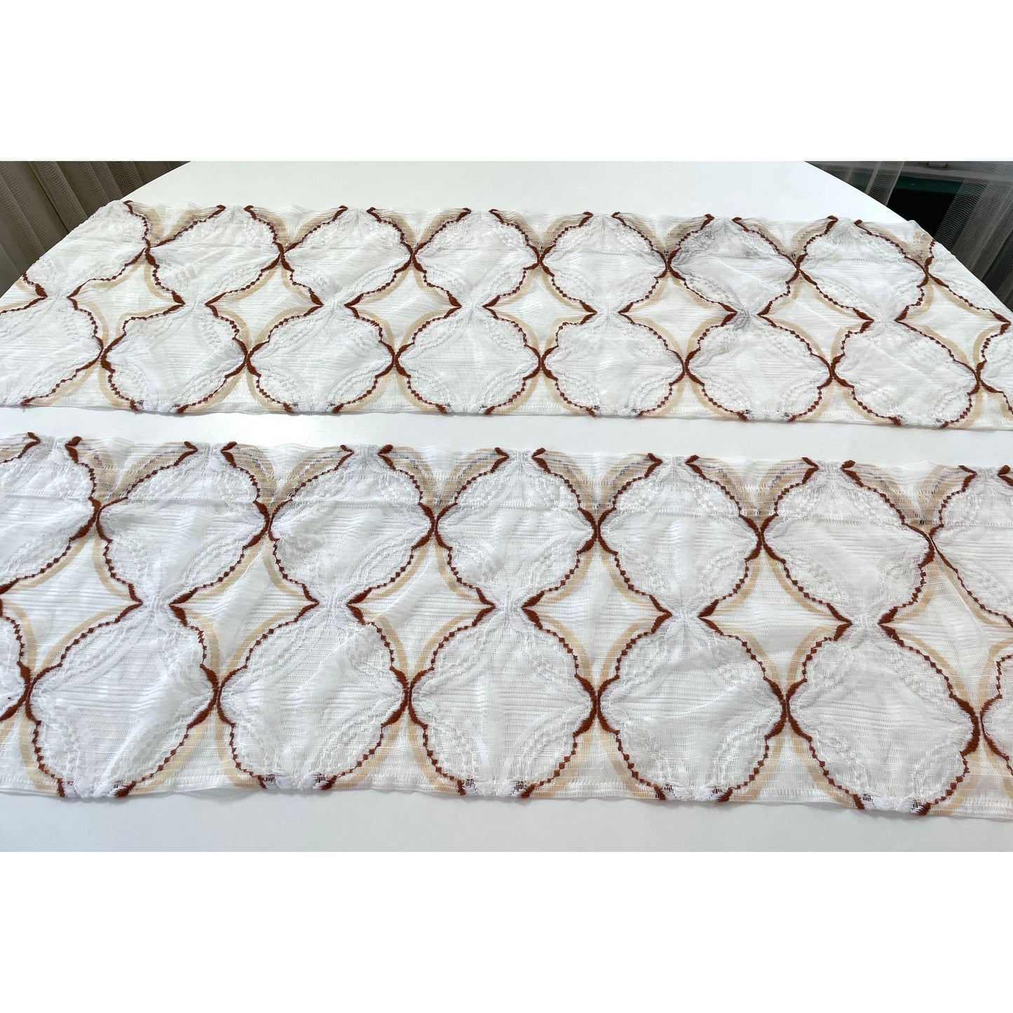 Vintage 70s curtain, brown mesh, valance or panel